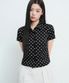우먼즈 폴카 도트 캡 슬리브 셔츠 [블랙]