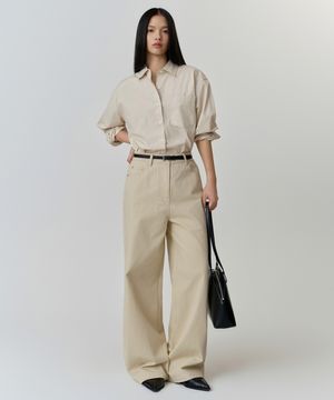 우먼즈 코튼 엑스트라 와이드 팬츠 [라이트 베이지]