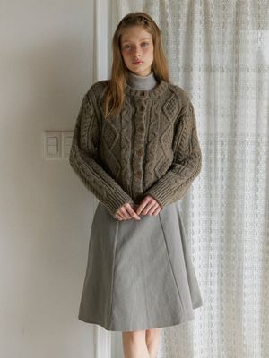 cable knit cardigan sweater - mocha taupe