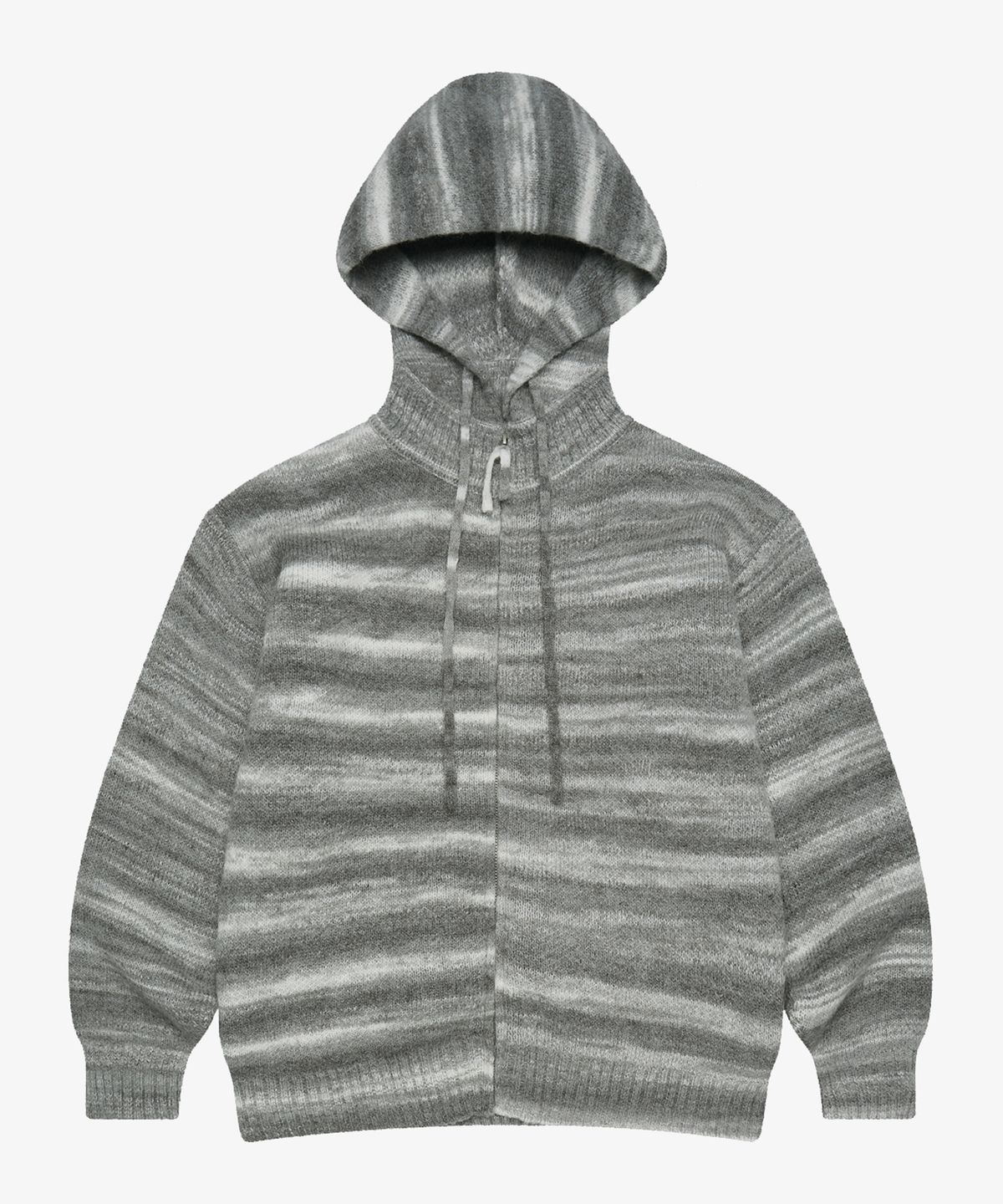 골든선샤인(GOLDEN SUNSHINE) Wool stripe knit hood zip-up_Grey