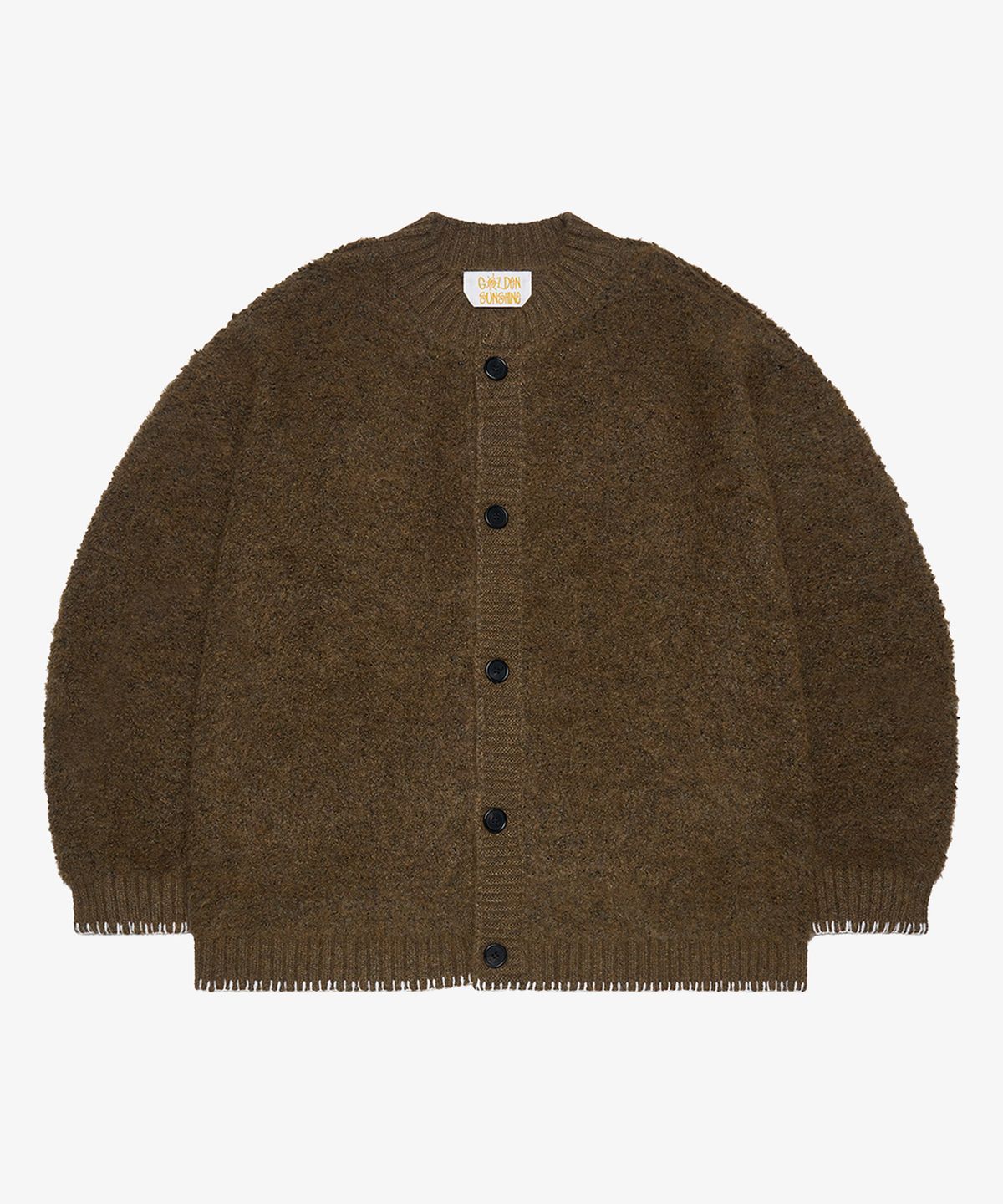 골든선샤인(GOLDEN SUNSHINE) Wool boucle round neck cardigan_Brown