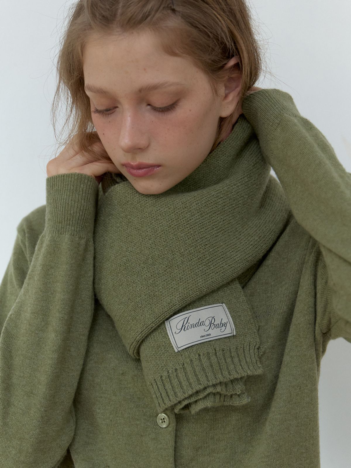 카인더베이비(KINDABABY) basic knit muffler - soft khaki