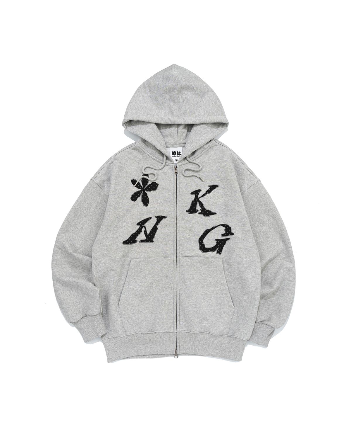 뉴키치(NEWKITSCH) FLOWER DOT GRAPHIC HOOD ZIP-UP (MELANGE)