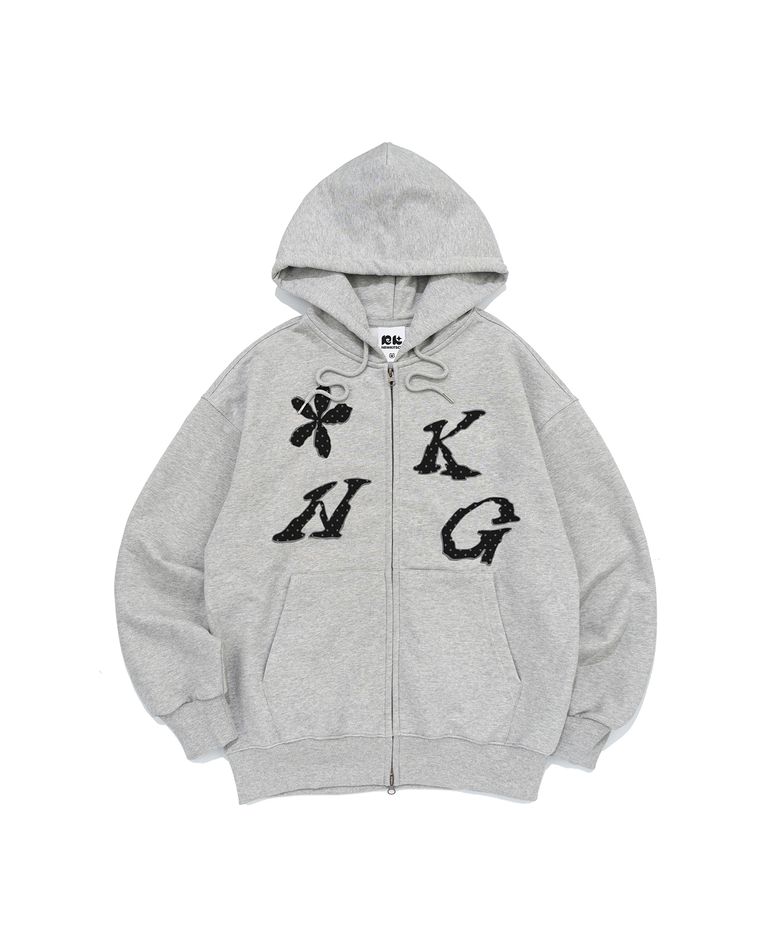 FLOWER DOT GRAPHIC HOOD ZIP-UP (MELANGE)