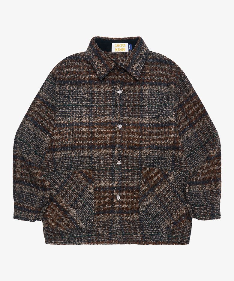 Wool boucle check jacket_Brown