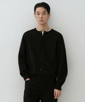 워셔블 수피마 코튼 라운드 넥 가디건 [블랙]