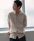 워셔블 수피마 코튼 긴소매 니티드 폴로 셔츠 [오트밀]