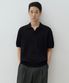 워셔블 수피마 코튼 슬릿 넥 니티드 폴로 셔츠 [블랙]
