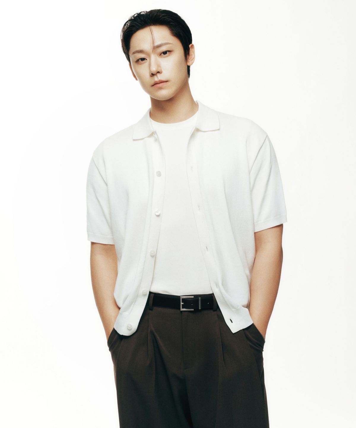 무신사 스탠다드(MUSINSA STANDARD) 워셔블 수피마 코튼 칼라드 반소매 가디건 [아이보리]