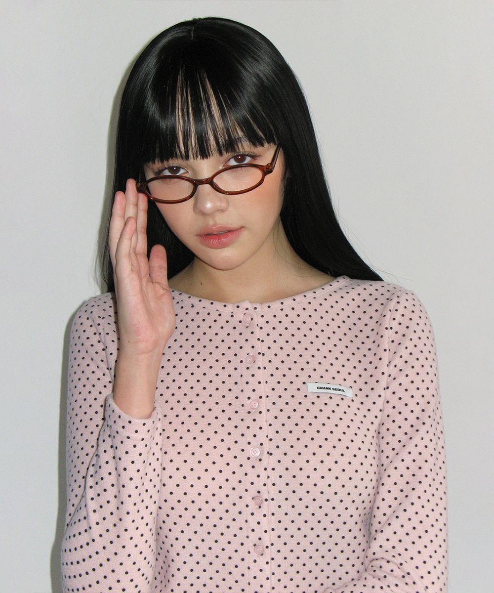 crank ドット起毛カーディガン ピンク MUSINSA公式 | CRANK ドット起毛カーディガン_ピンク