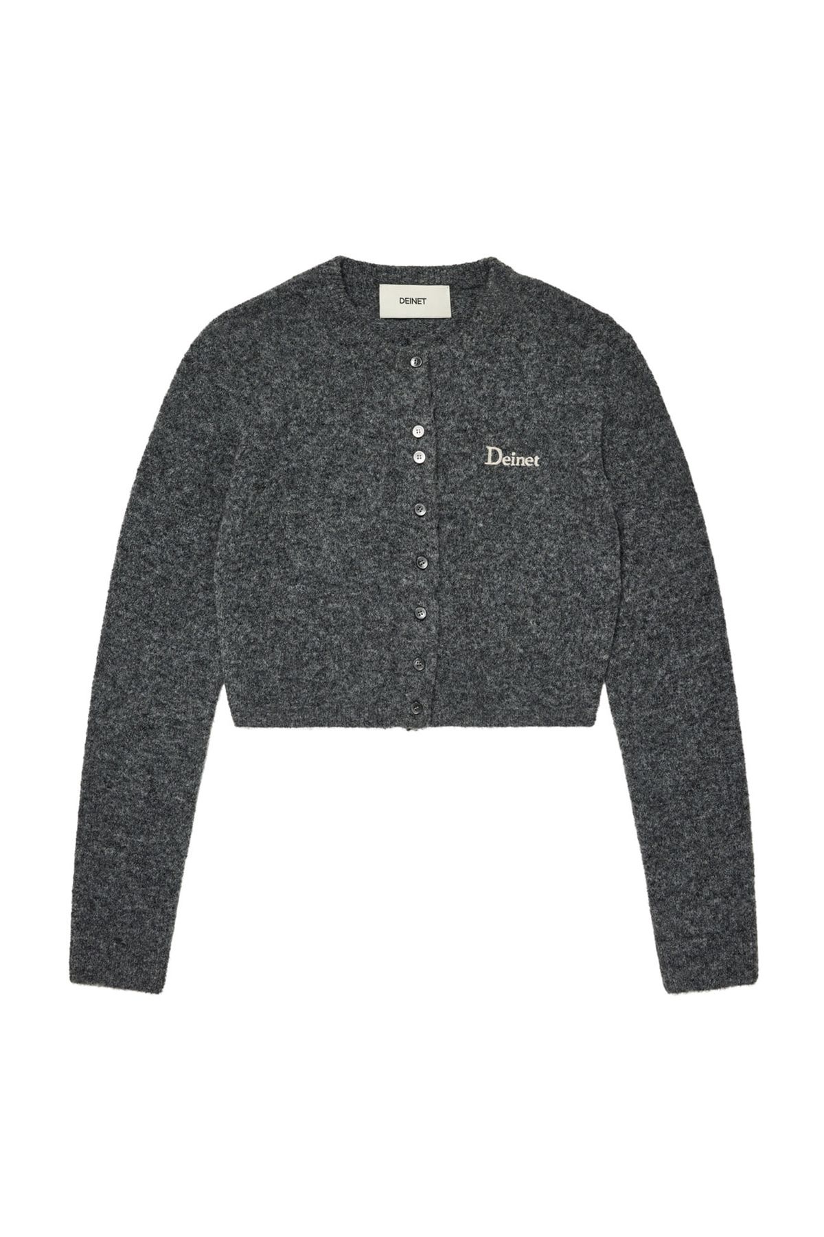 다이닛(DEINET) ALPACA ROUND KNIT CARDIGAN IN CHARCOAL