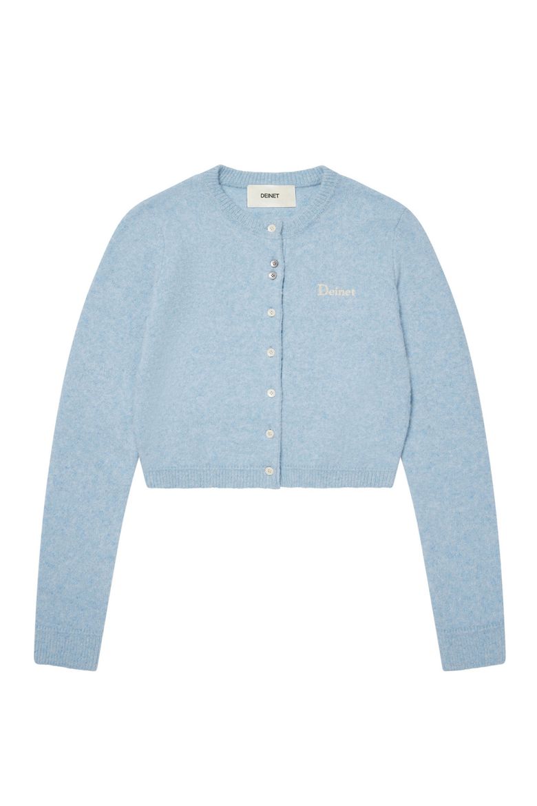 ALPACA ROUND KNIT CARDIGAN IN LIGHT BLUE
