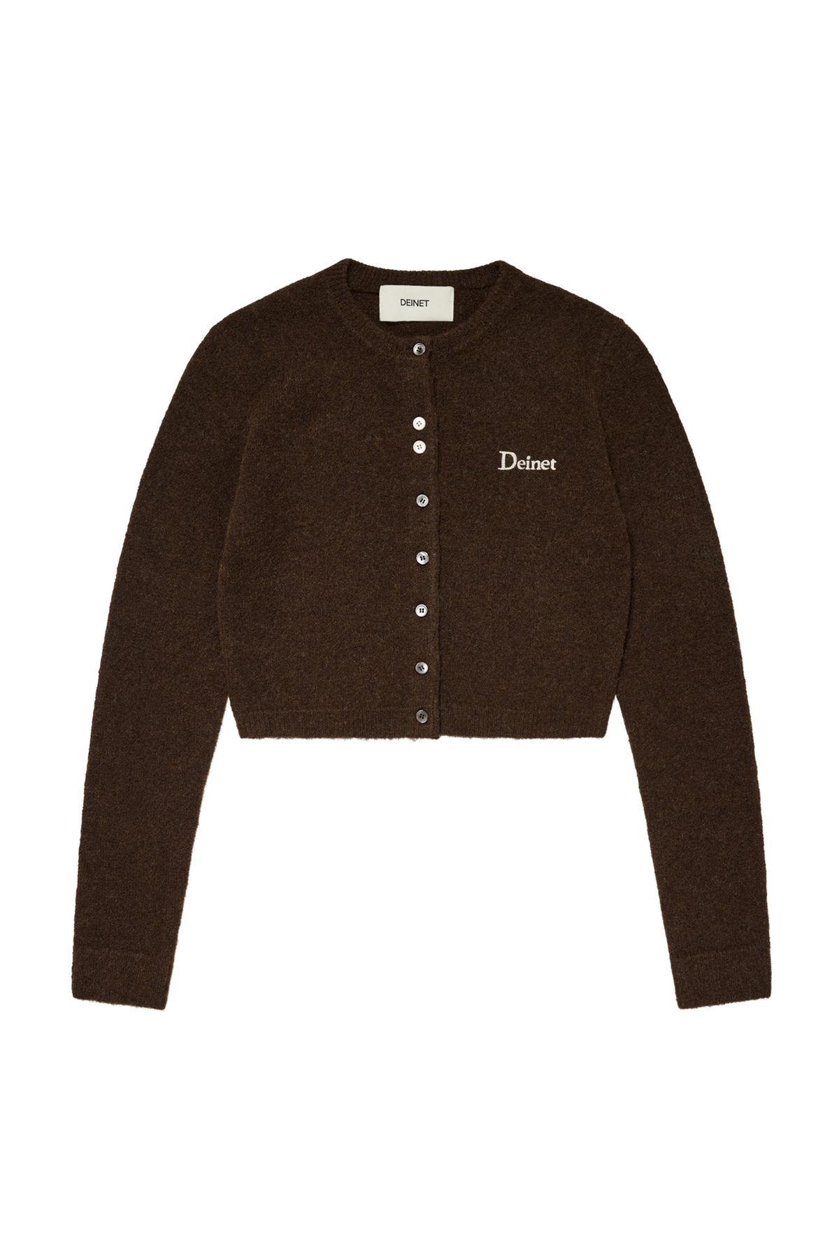 다이닛(DEINET) ALPACA ROUND KNIT CARDIGAN IN BROWN
