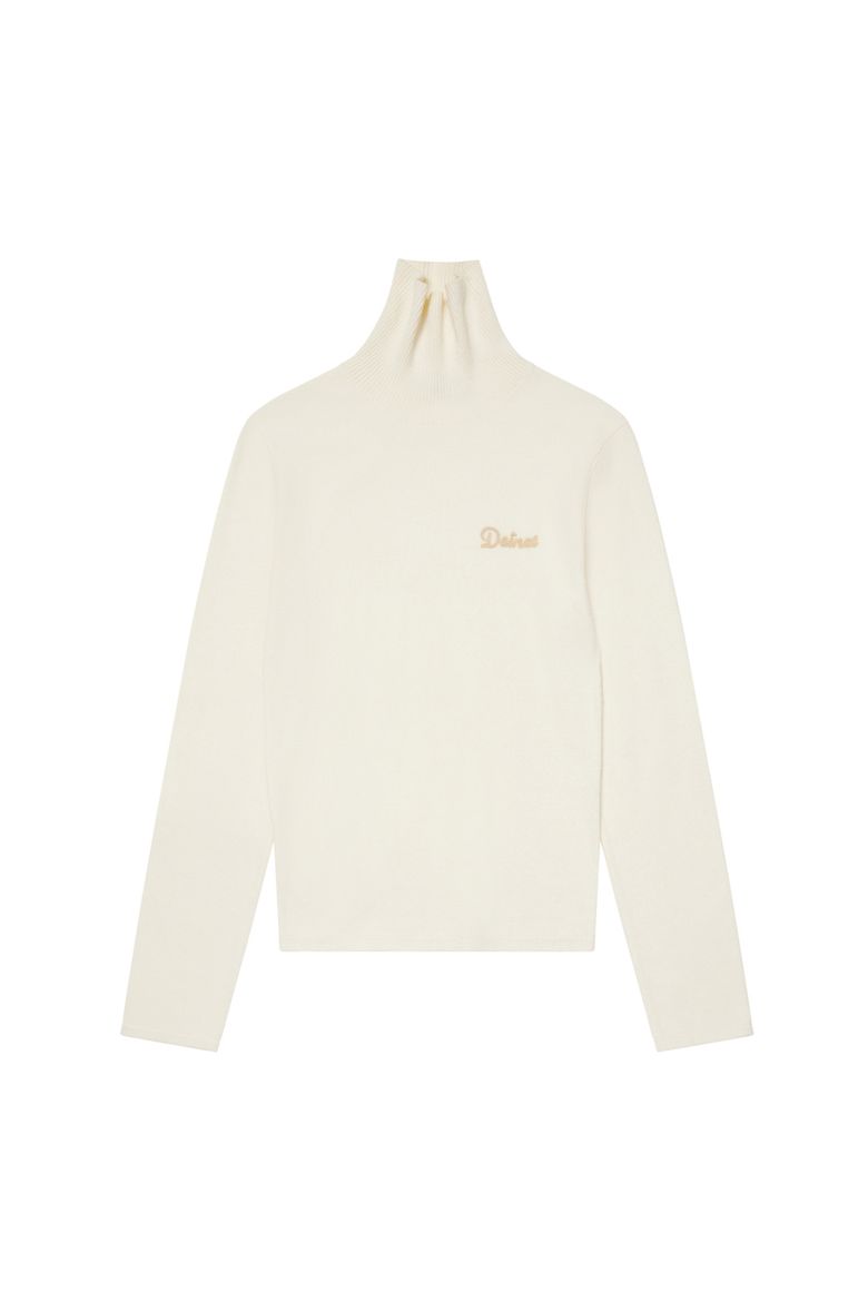 TURTLENECK SLIM KNIT TOP IN CREAM