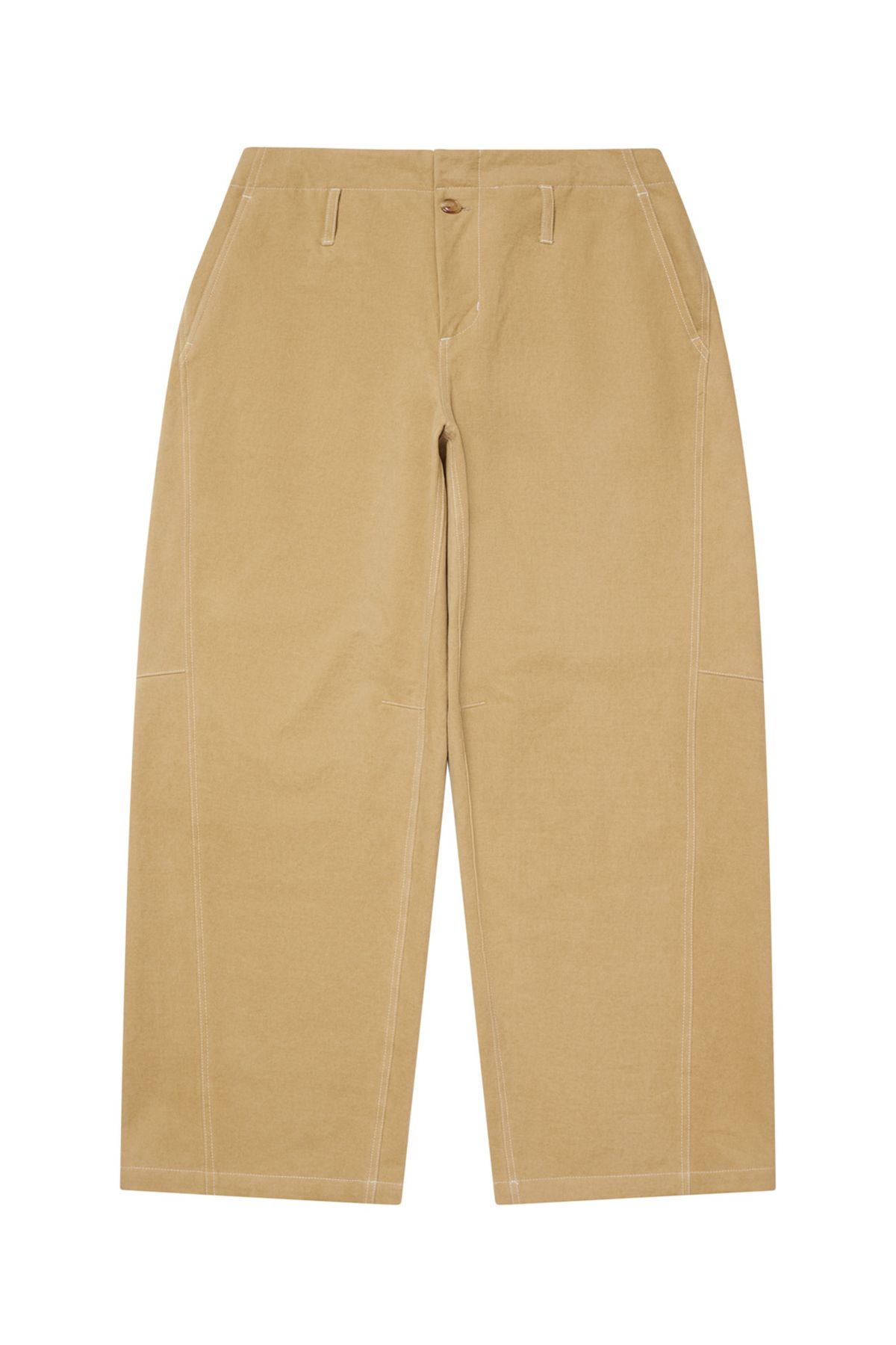 다이닛(DEINET) PEACH COTTON CURVED PANTS IN BEIGE