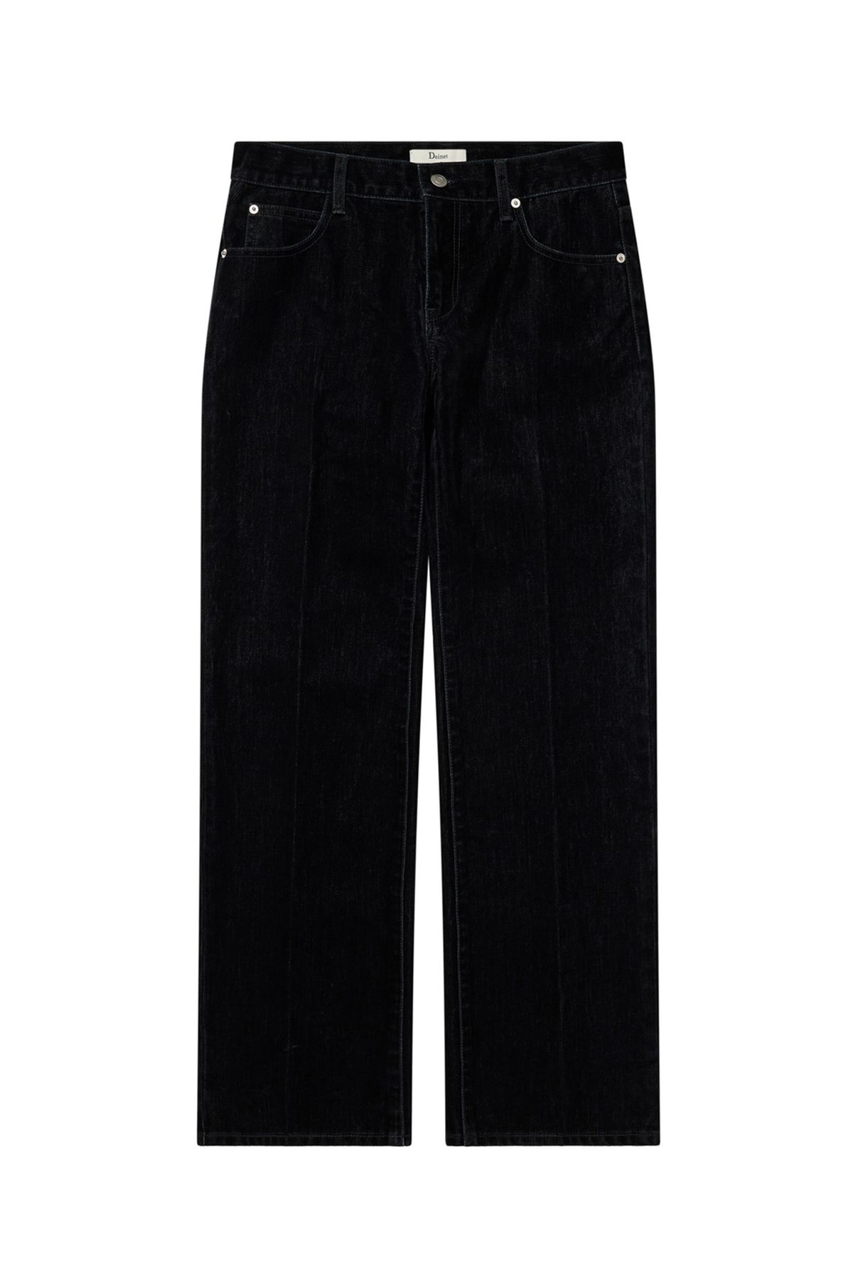 다이닛(DEINET) VELVET WASHED BOOT CUT DENIM PANTS IN BLACK
