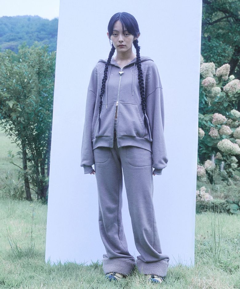 Fluffy hem sweatpants Brown