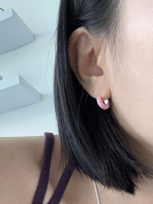 [925실버] 핑크 에폭시 미니 이어링