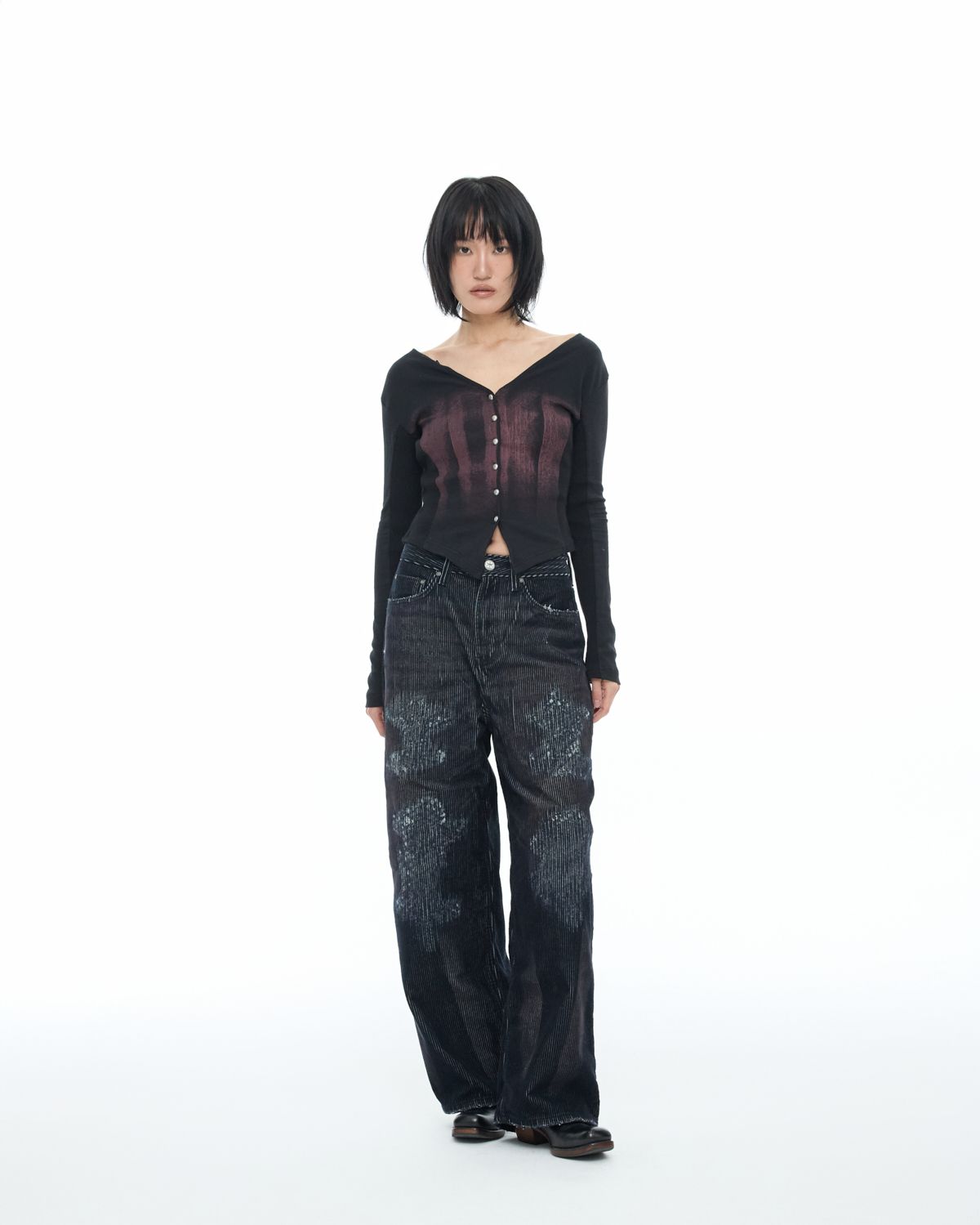노 엑스트라 터치(NO EXTRA TOUCH) Rebuild Stitch Corduroy Pants (Navy) / 25WTPT001NA