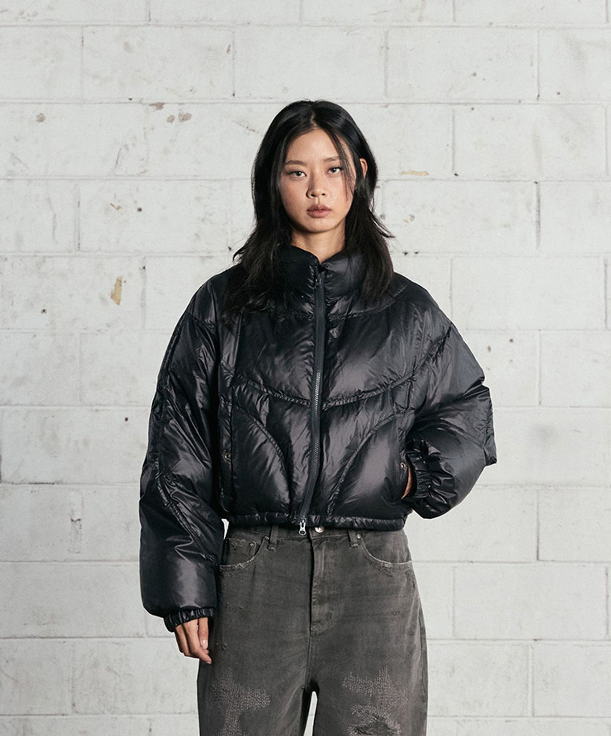 노 엑스트라 터치(NO EXTRA TOUCH) HYOKEE Rebuild Stitch Duckdown Padding (black) / 25WTJP001BK
