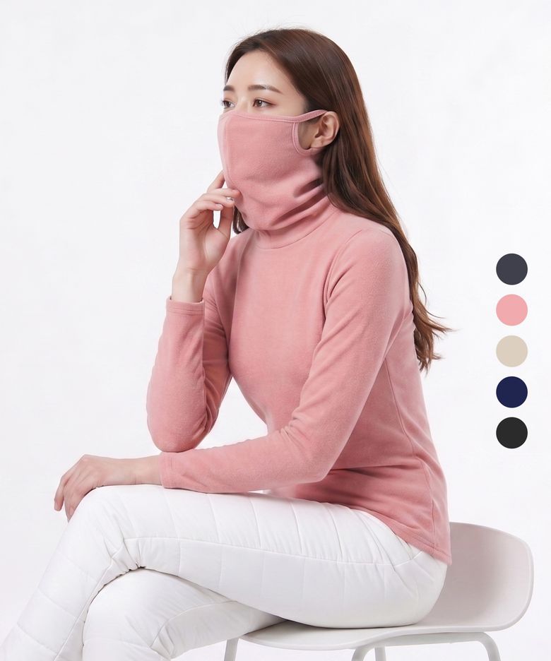 여성 윈터쉴드 기모 마스크넥 티셔츠 5 Colors