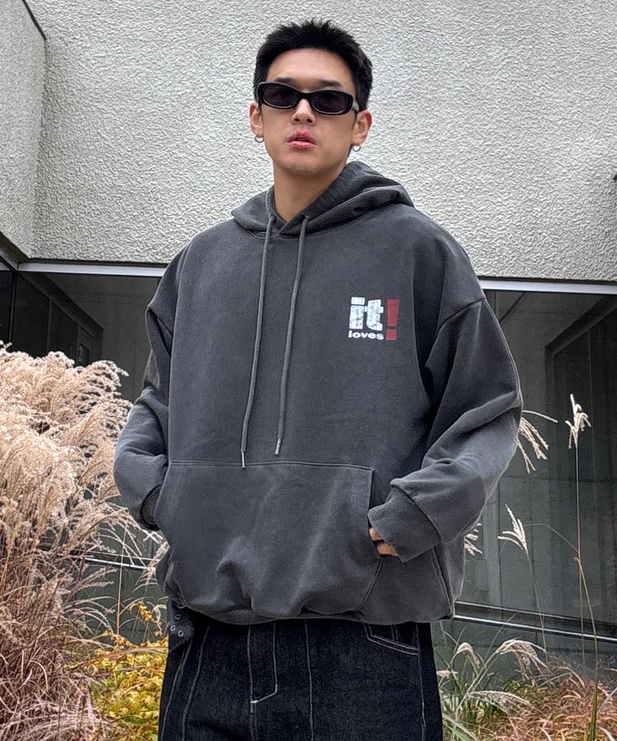 더마일(THEMILE) IT LOVES MILE  HOODIE [PIGMENT D.GRAY]