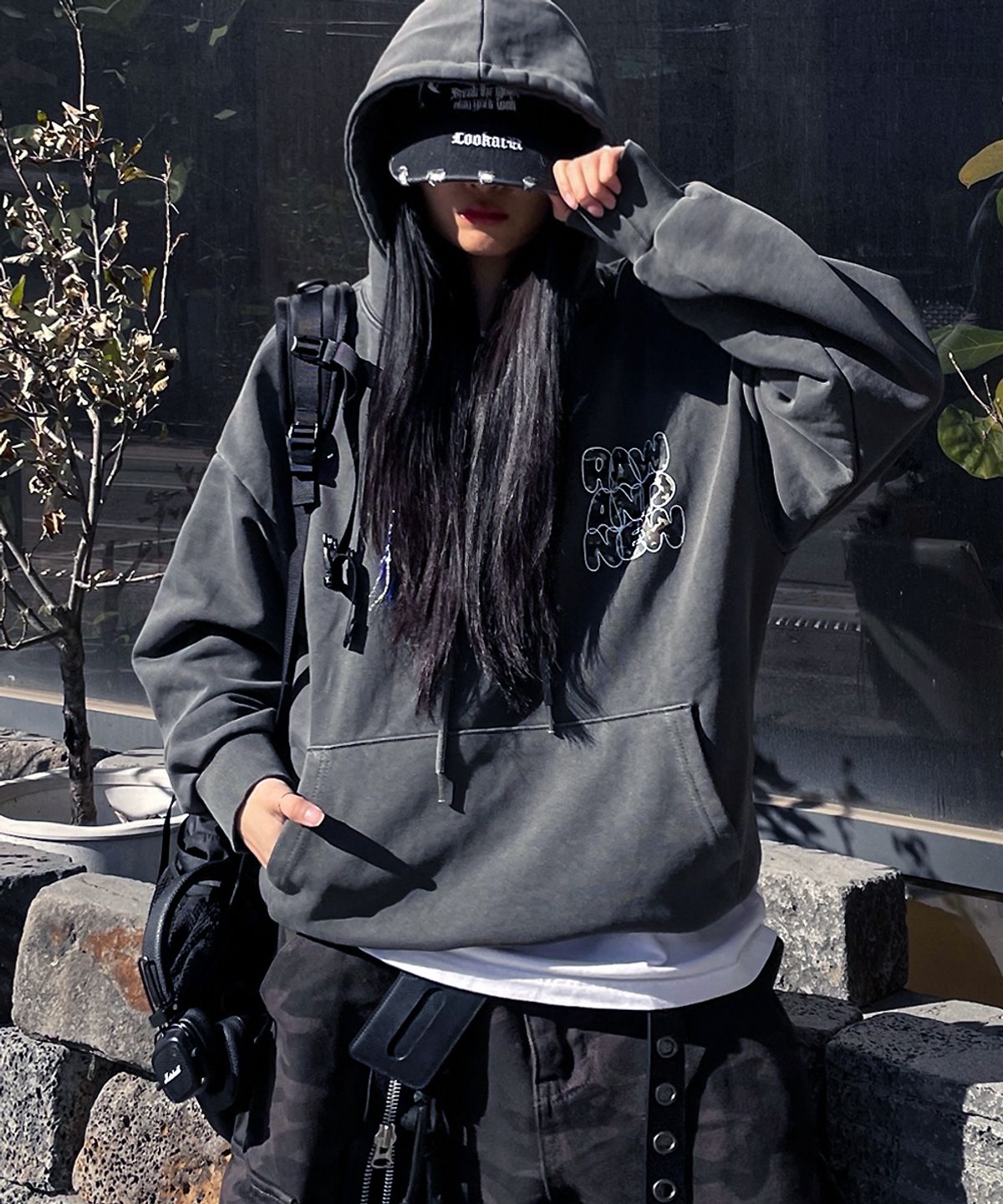 더마일(THEMILE) RAW AND NEW MILE HOODIE [PIGMENT D.GRAY]