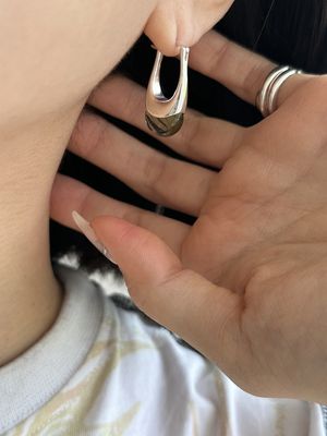 [925실버] 커브드 스톤 이어링 (2컬러)