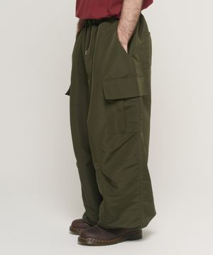 헤비플로우 나일론 카고 와이드팬츠 (카키)