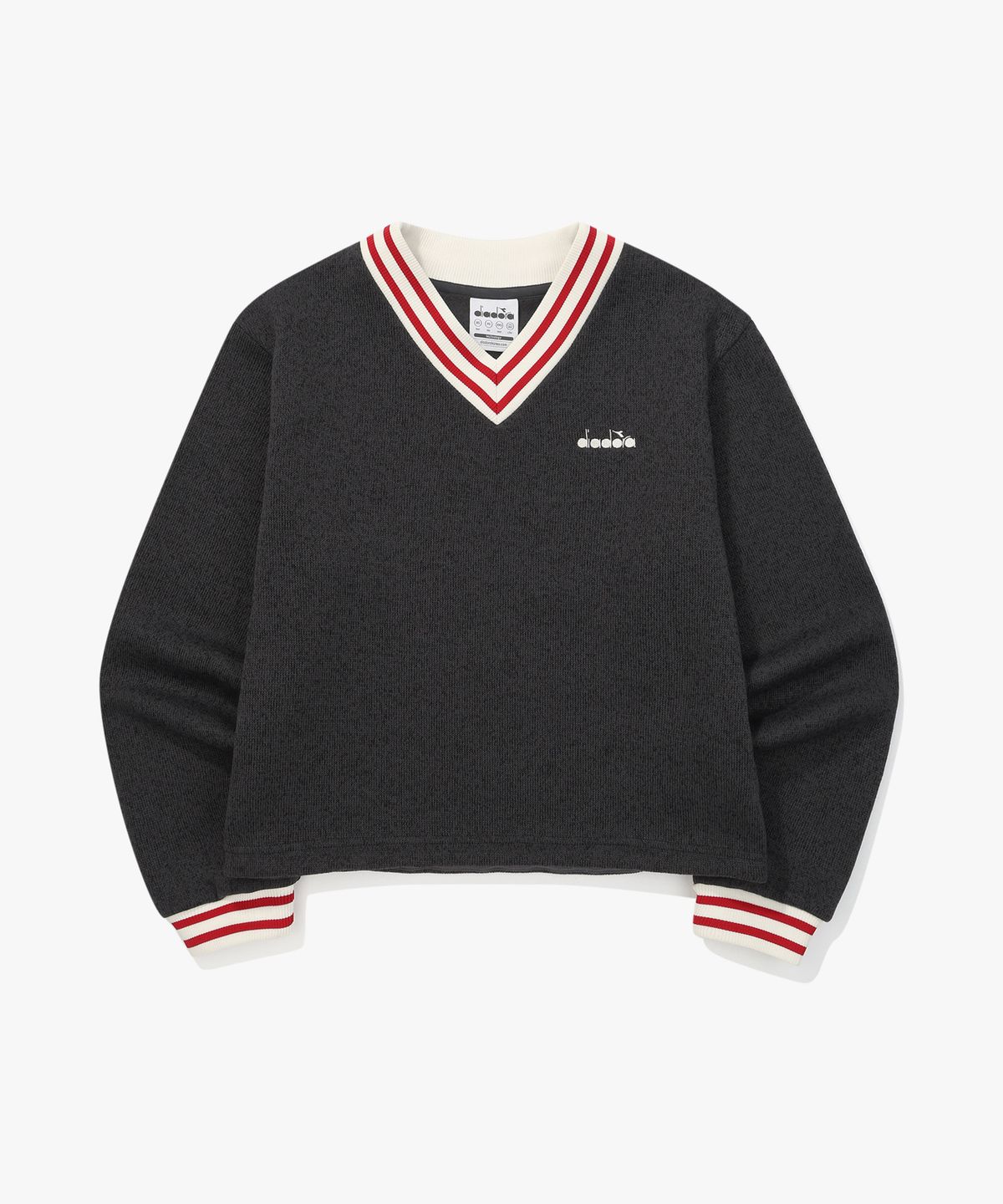 디아도라(diadora) 브러쉬드 코지 브이넥 맨투맨 우먼 GREY