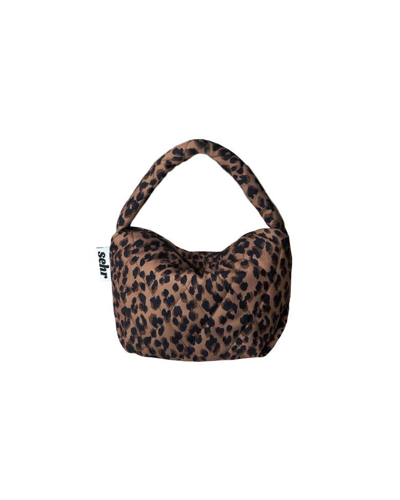 Padded Leopard Pouch Bag (Brown)