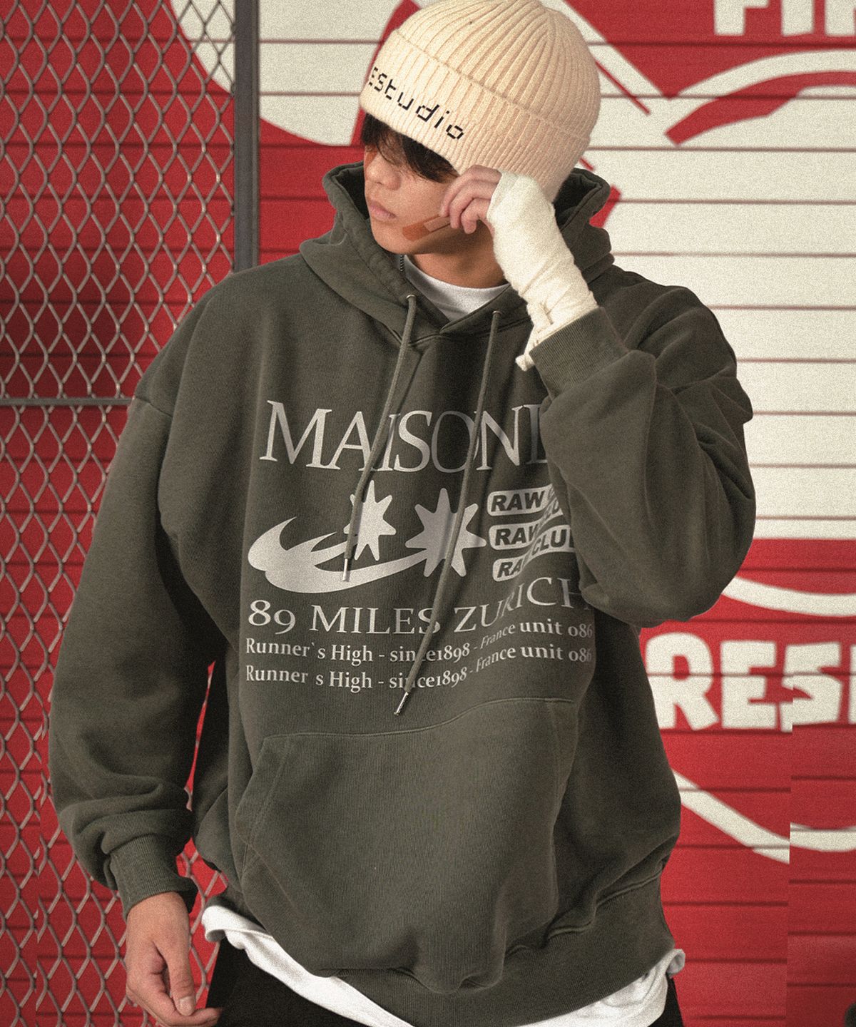 더마일(THEMILE) MAISONDE MILE HOODIE [PIGMENT KHAKI]