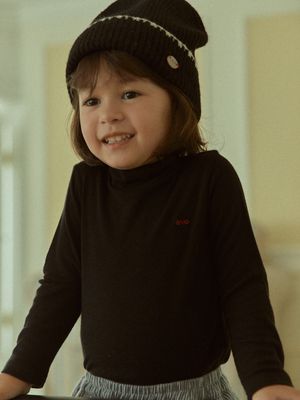 HALF TURTLENECK TEE_BLACK