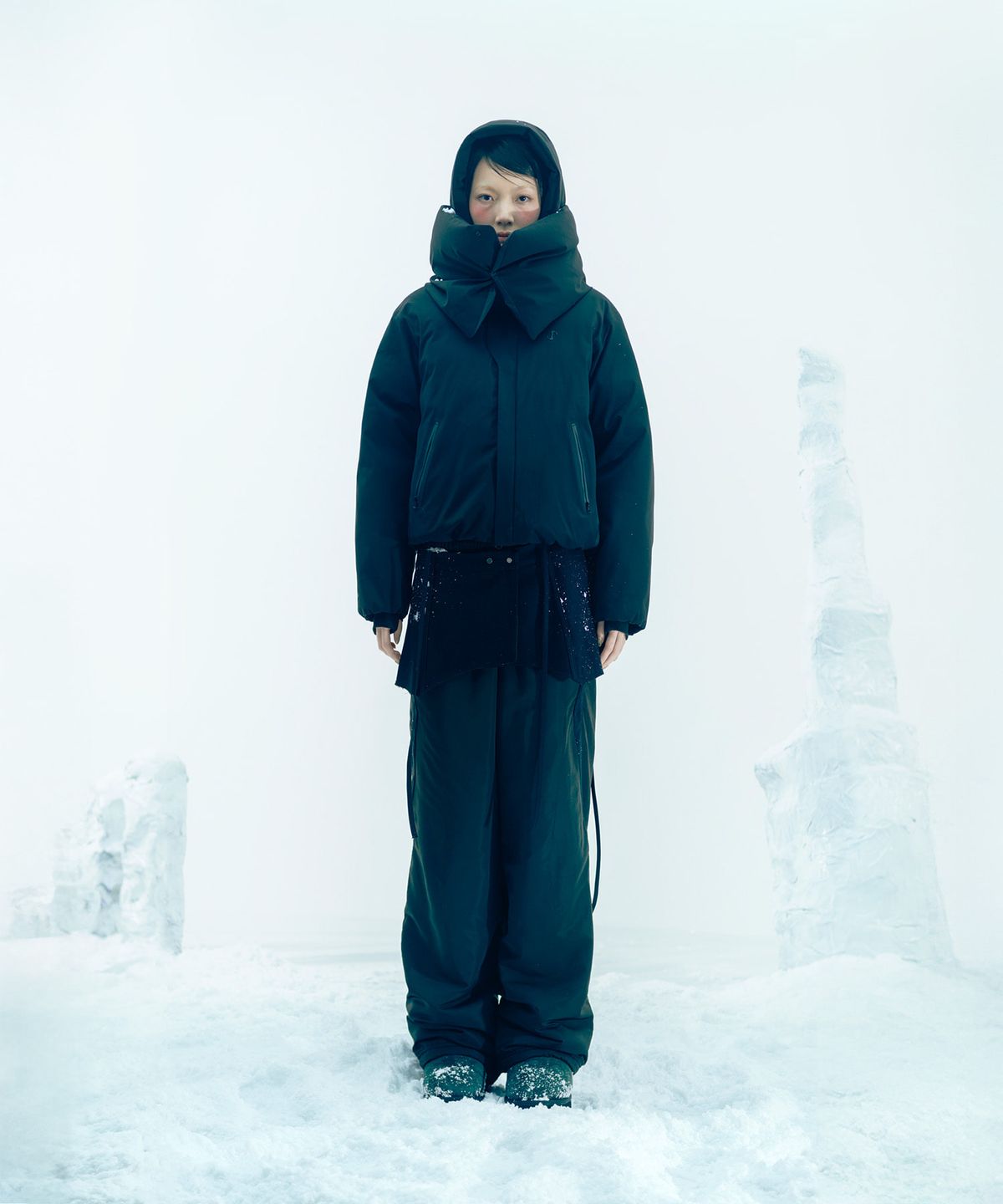 오호스(OJOS) Fleece Lined Nylon Pants / Black