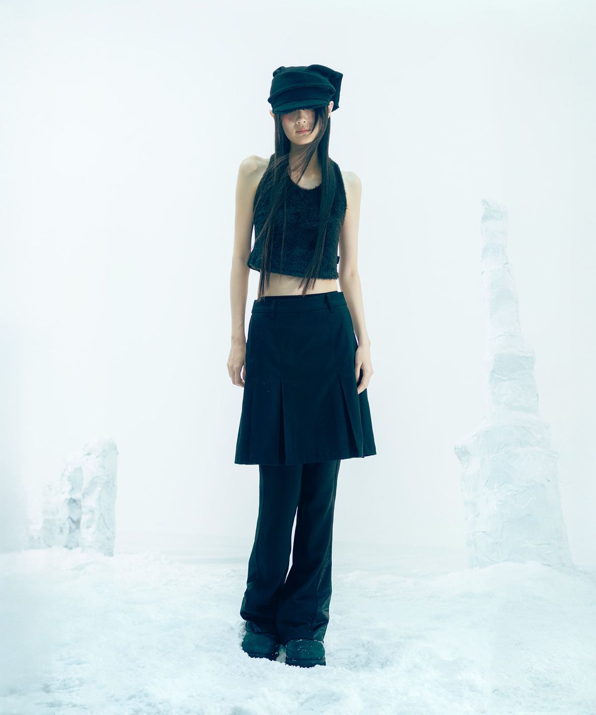 오호스(OJOS) Muffler Knit Halter Top / Black