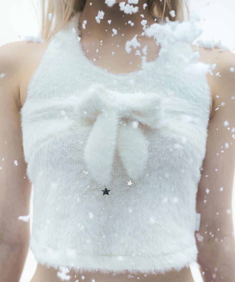 Muffler Knit Halter Top / Ivory