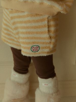STRIPED FUZZY HALF PANTS_YELLOW