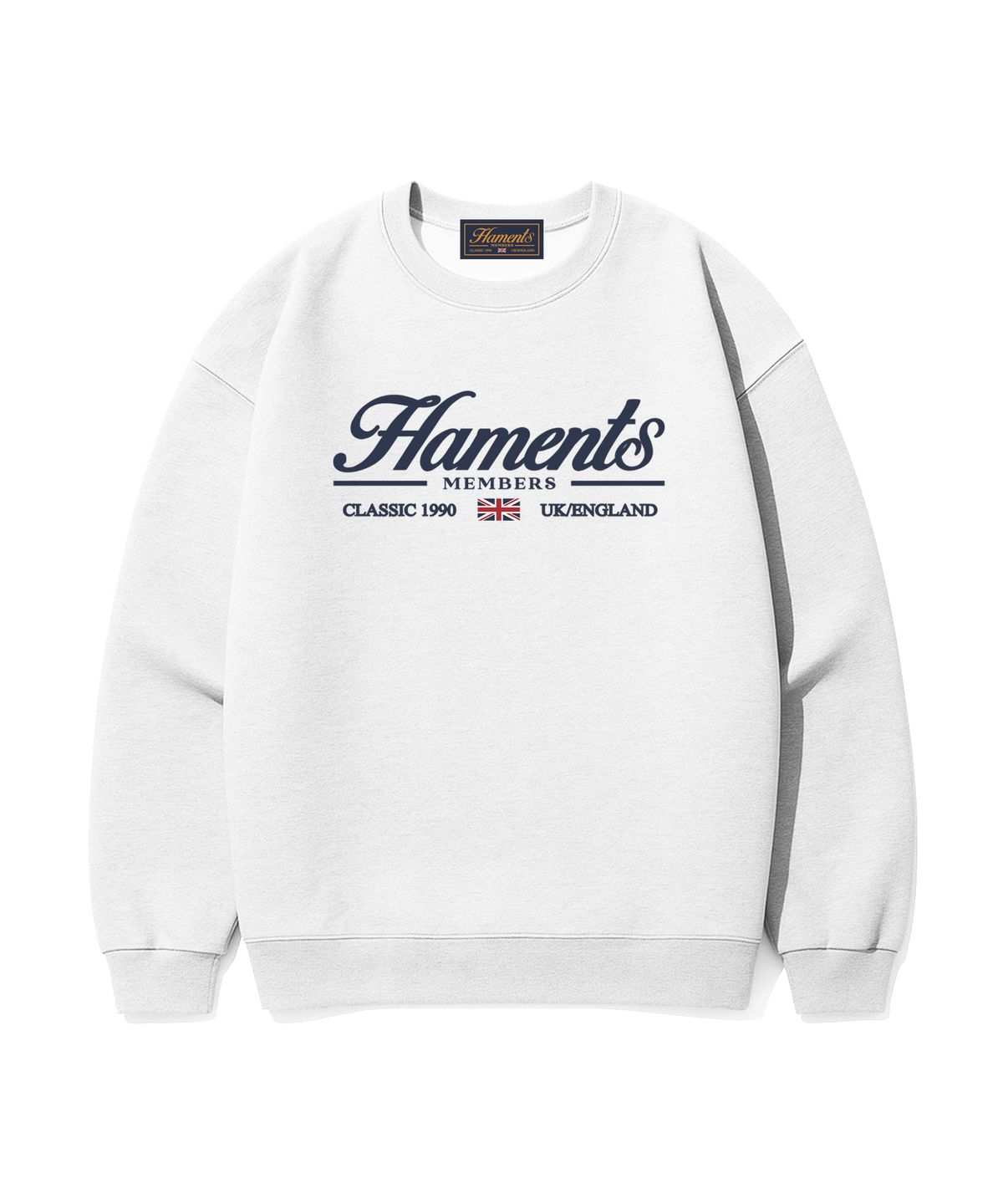 하먼츠(HAMENTS) 클래식 멤버스 로고 맨투맨 화이트