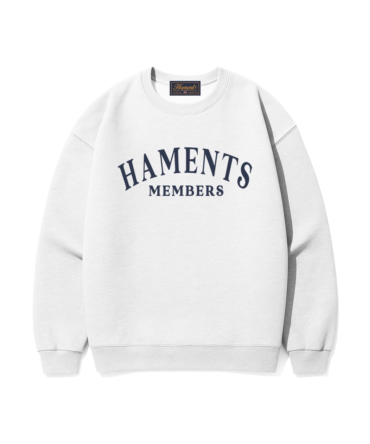 하먼츠(HAMENTS) 아웃 아치 로고 맨투맨 화이트