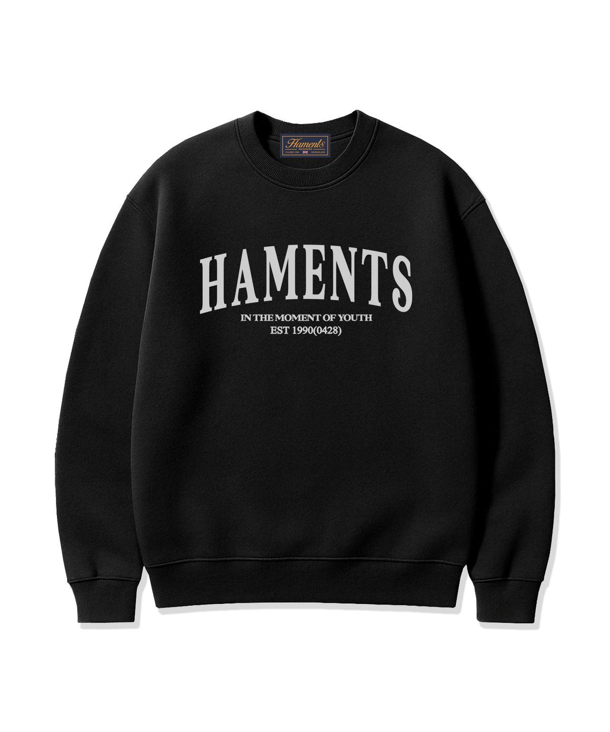 하먼츠(HAMENTS) 스트레이트 아치 로고 맨투맨 블랙