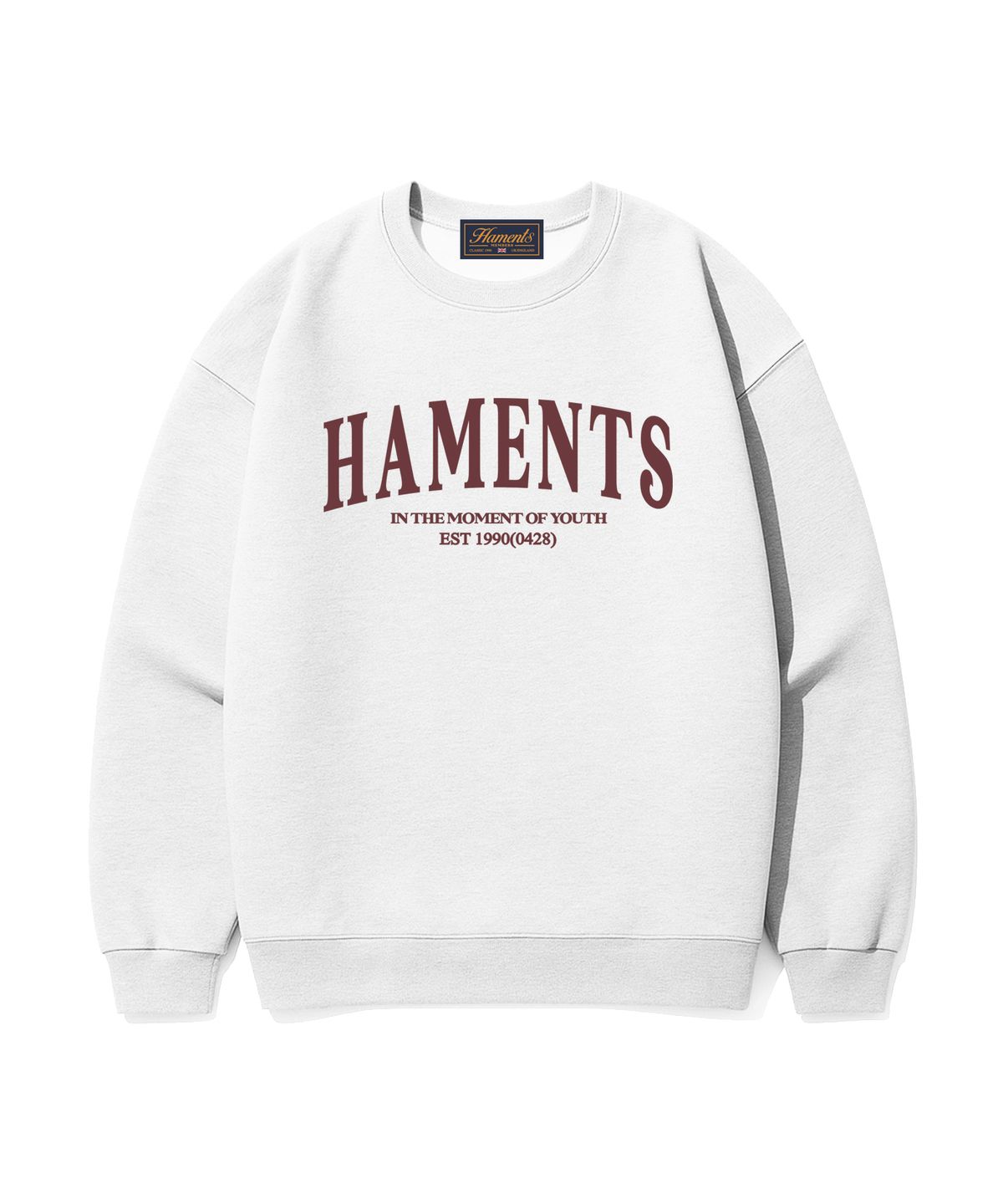 하먼츠(HAMENTS) 스트레이트 아치 로고 맨투맨 화이트