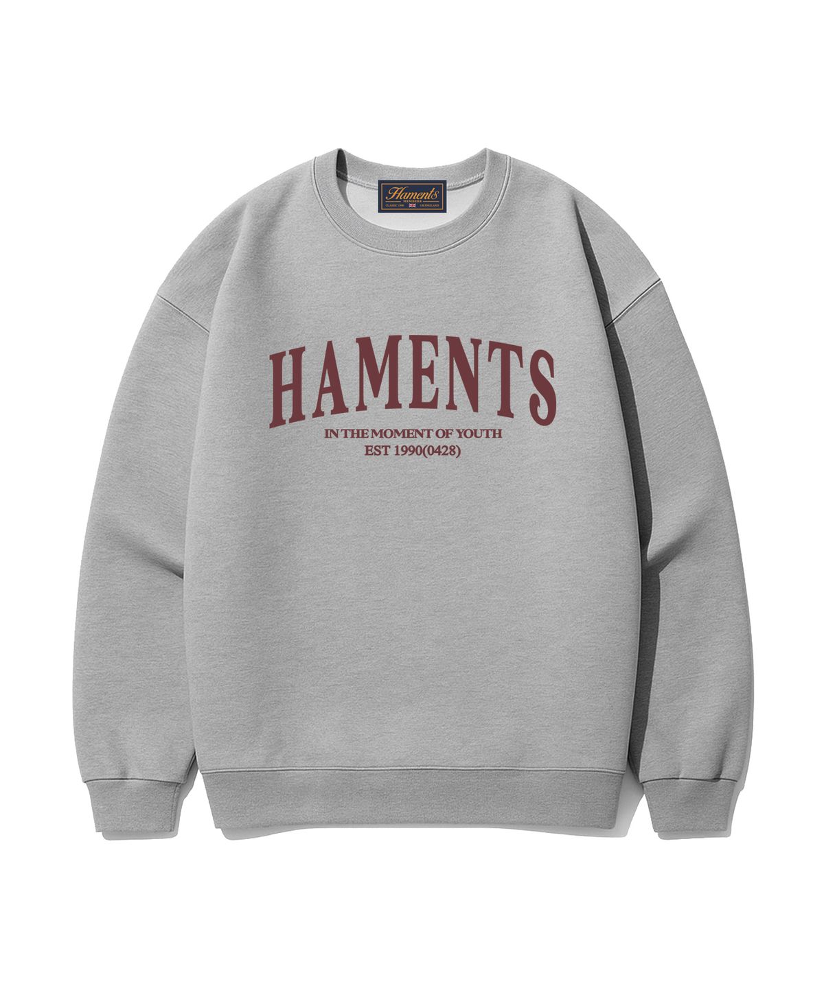 하먼츠(HAMENTS) 스트레이트 아치 로고 맨투맨 그레이
