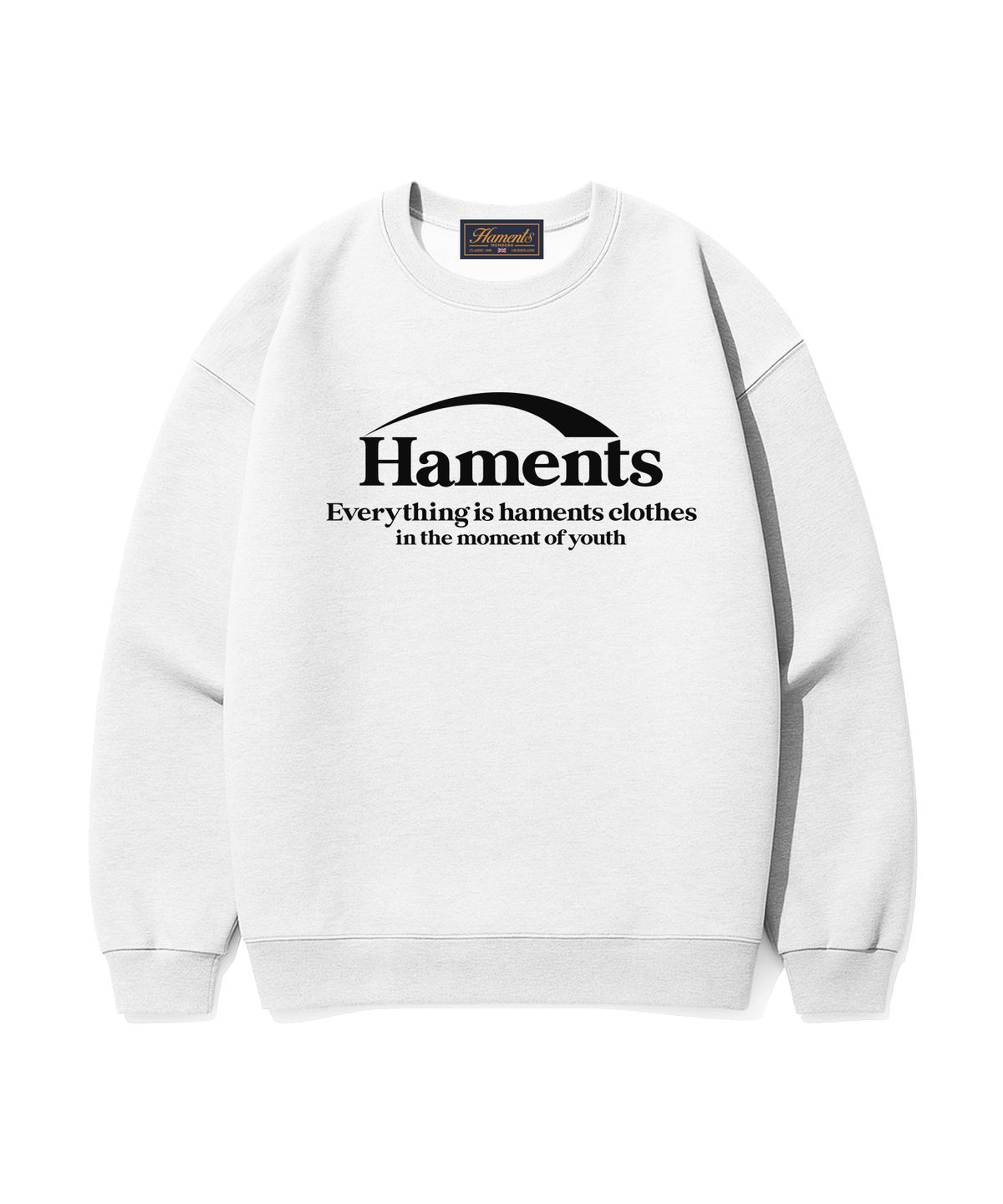 하먼츠(HAMENTS) 그라운드 로고 맨투맨 화이트