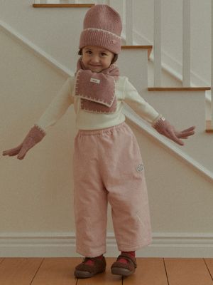 STRIPED COTTON FLEECE PANTS_PINK