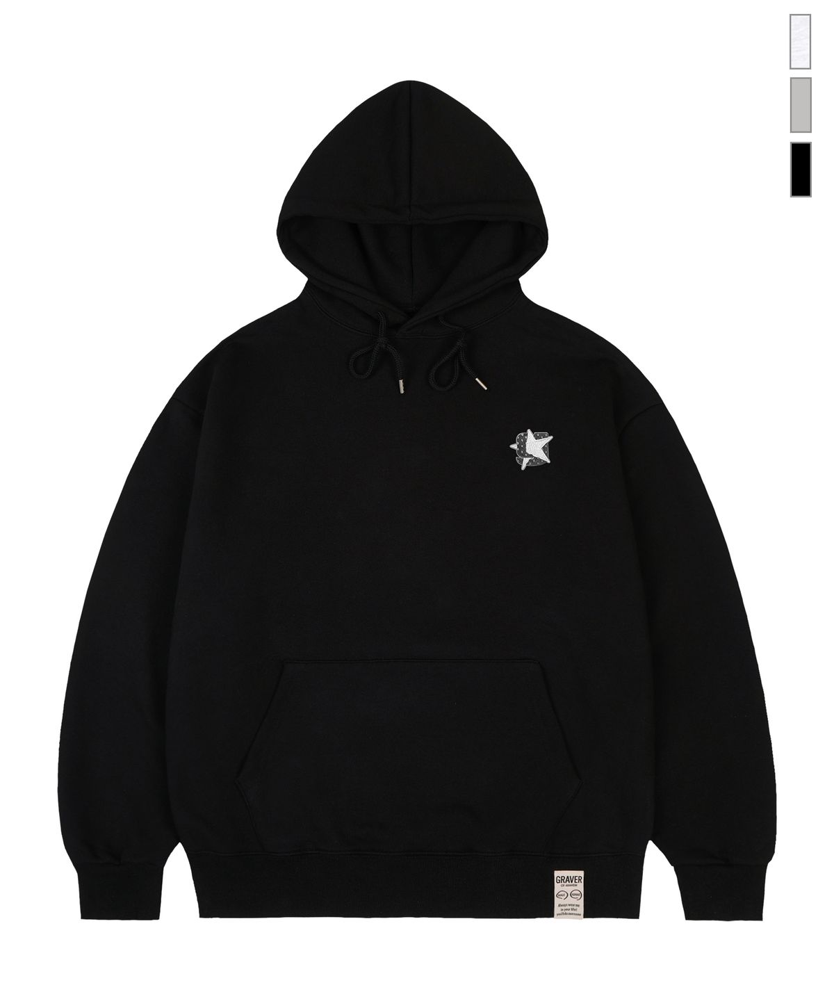 그레이버(GRAVER) [UNISEX]G STAR 자수 후드티_3color