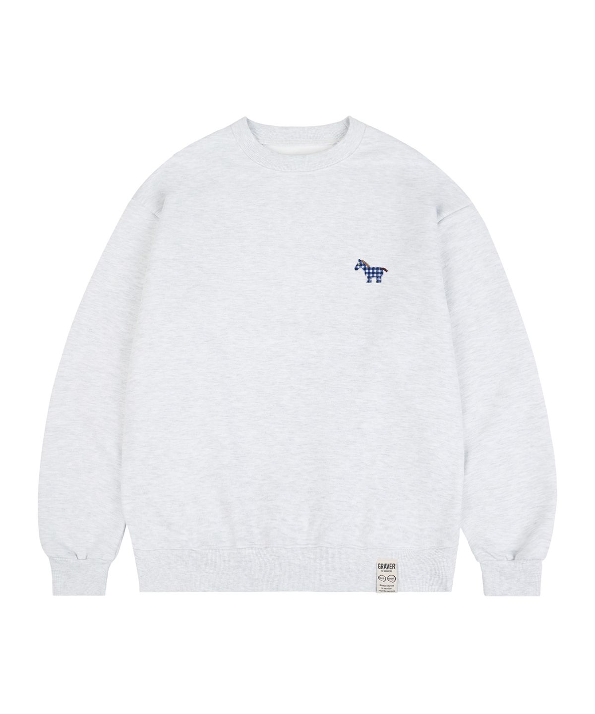 그레이버(GRAVER) [UNISEX]PAPER PONY 자수 맨투맨_멜란지화이트