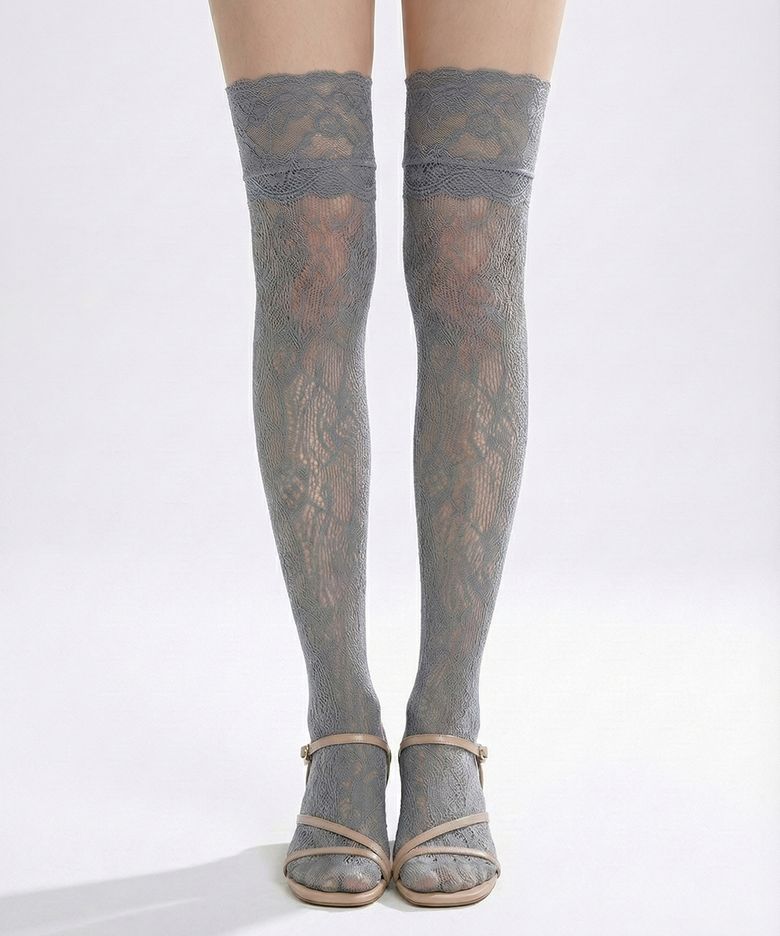 Romantic Lace Knee-high stockings (Grey)