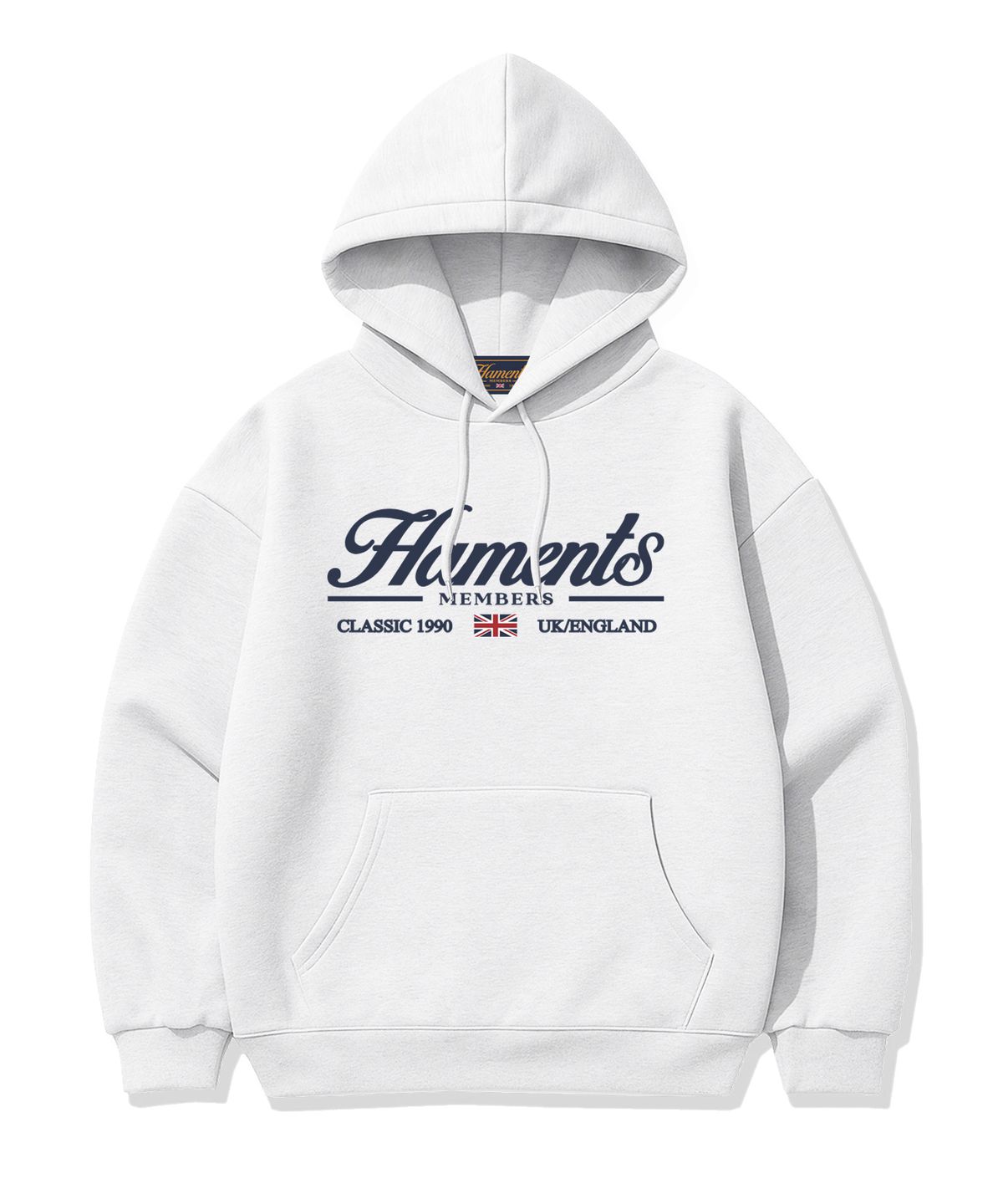 하먼츠(HAMENTS) 클래식 멤버스 로고 후드티 화이트