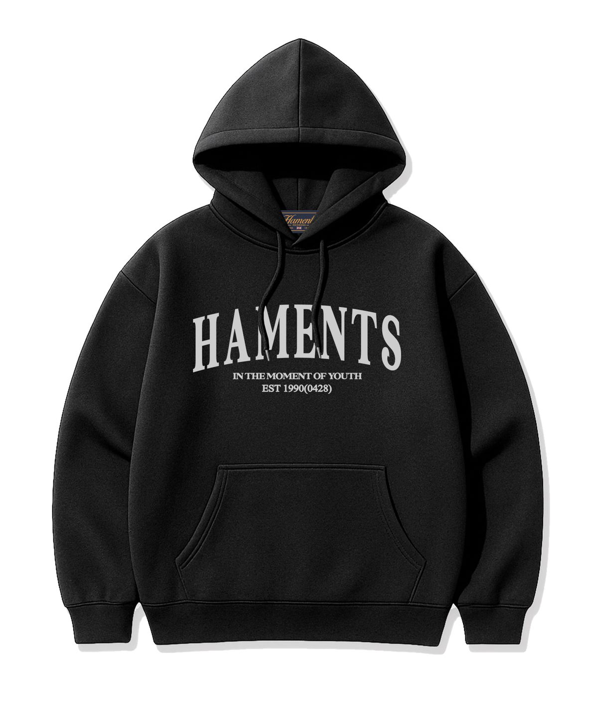 하먼츠(HAMENTS) 스트레이트 아치 로고 후드티 블랙