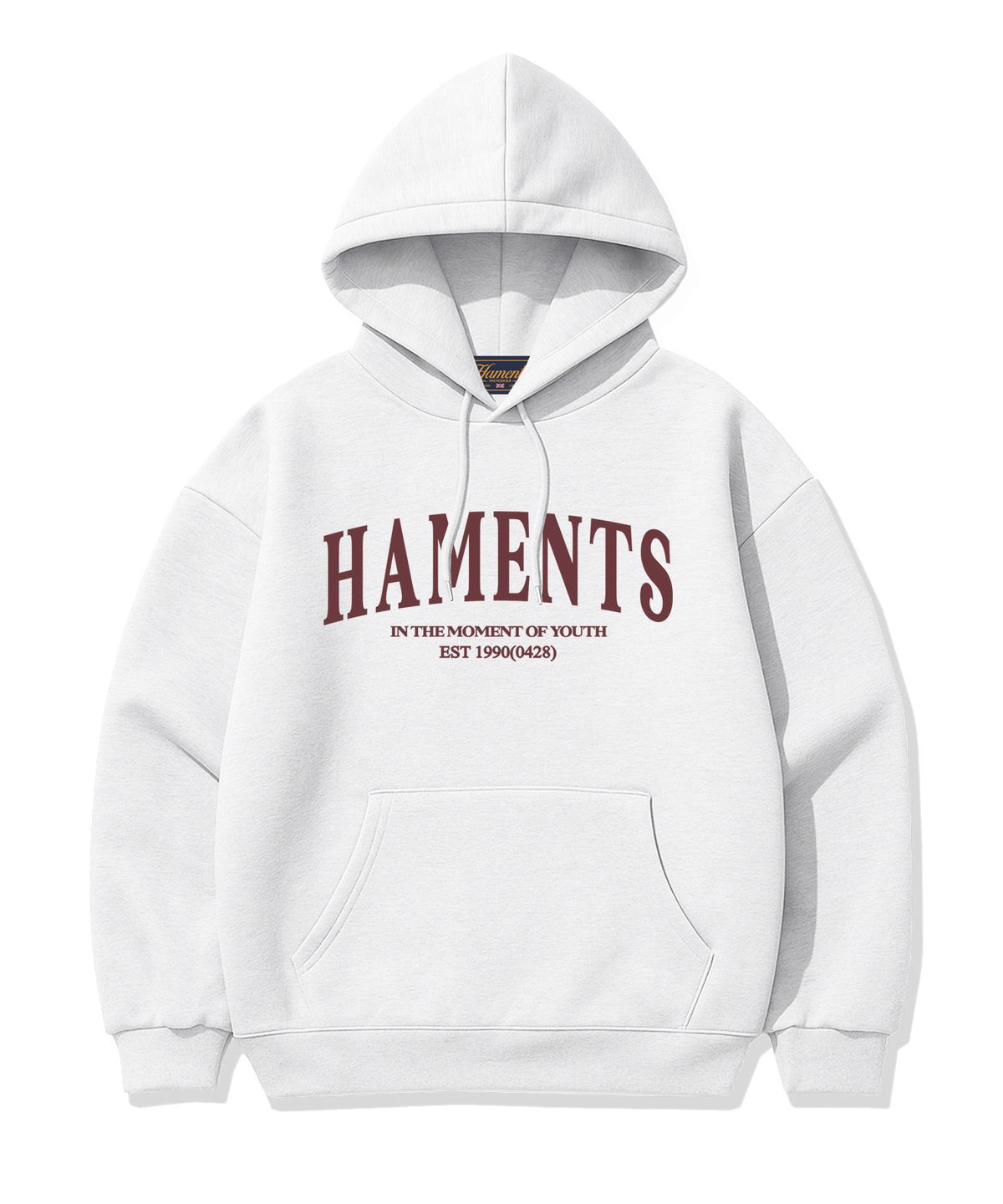 하먼츠(HAMENTS) 스트레이트 아치 로고 후드티 화이트